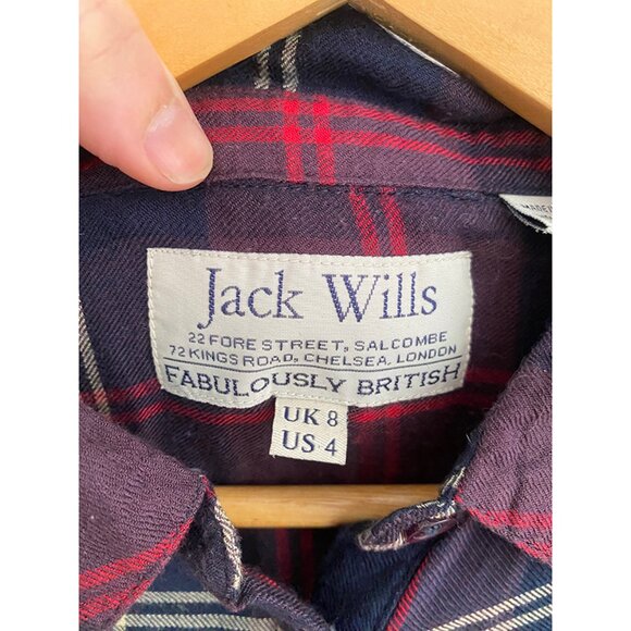 Jack Wills Plaid Shirt Dress – Navy/Burgundy – Size US 4 / Small - Picture 5 of 7